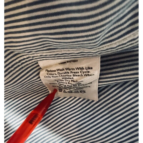 Eddie Bauer Sz XXL Wrinkle Free Relaxed Fit Long Sleeve Shirt Blue White Striped - Picture 4 of 8